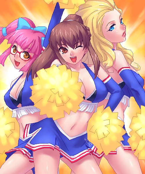 amemiya sayaka, kanda aoi, and anna lindhurst (osu! tatakae! ouendan) drawn by zen_(kamuro)
