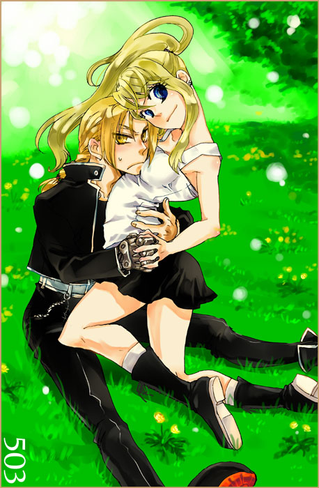 edward elric and winry rockbell (fullmetal alchemist) drawn by hoshino_hitsuki