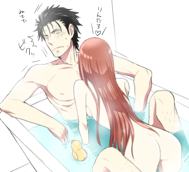 makise kurisu and okabe rintarou (steins;gate) drawn by kzouzou