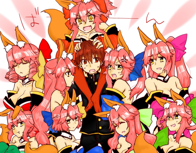 tamamo, tamamo no mae, tamamo cat, kishinami hakuno, and tamamo aria (fate and 2 more) drawn by higaragi