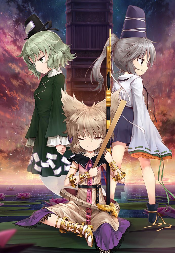 toyosatomimi no miko, mononobe no futo, and soga no tojiko (touhou and 1 more) drawn by aqua-lia and taka_yanagi