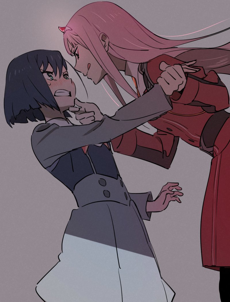 zero two and ichigo (darling in the franxx) drawn by anarchy_ptck