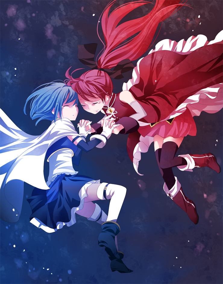 miki sayaka and sakura kyoko (mahou shoujo madoka magica) drawn by harumi_kazu