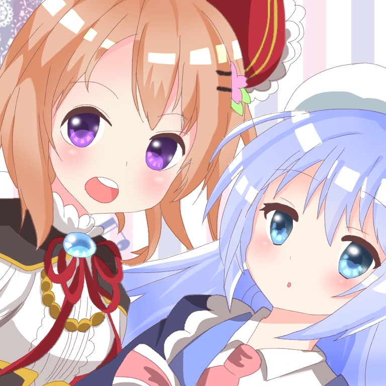 kafuu chino and hoto cocoa (gochuumon wa usagi desu ka? and 1 more) drawn by ebiwara