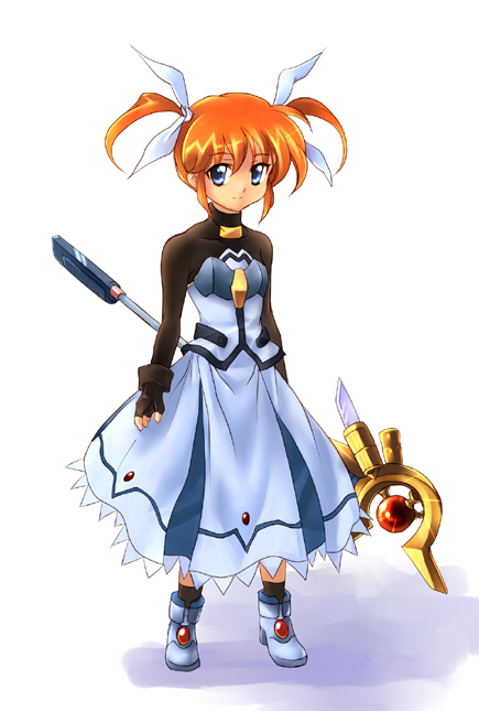 takamachi nanoha and raising heart (lyrical nanoha and 2 more) drawn by kouno_hikaru