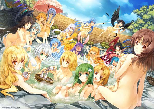 hakurei reimu, kirisame marisa, flandre scarlet, izayoi sakuya, konpaku youmu, and 11 more (touhou and 1 more) drawn by hagure_keg