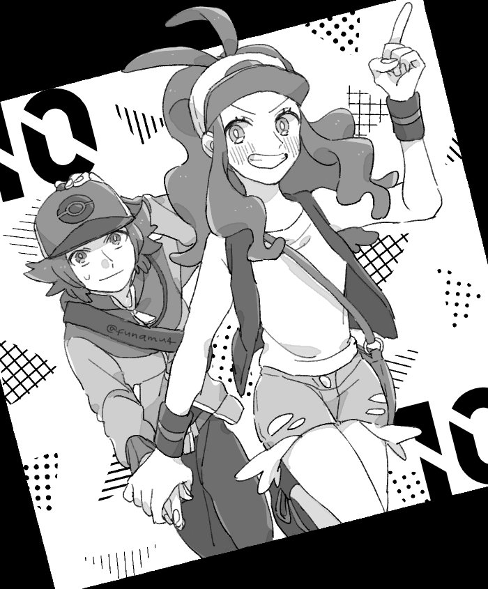 hilda and hilbert (pokemon and 1 more) drawn by nmd5_(funamu4)