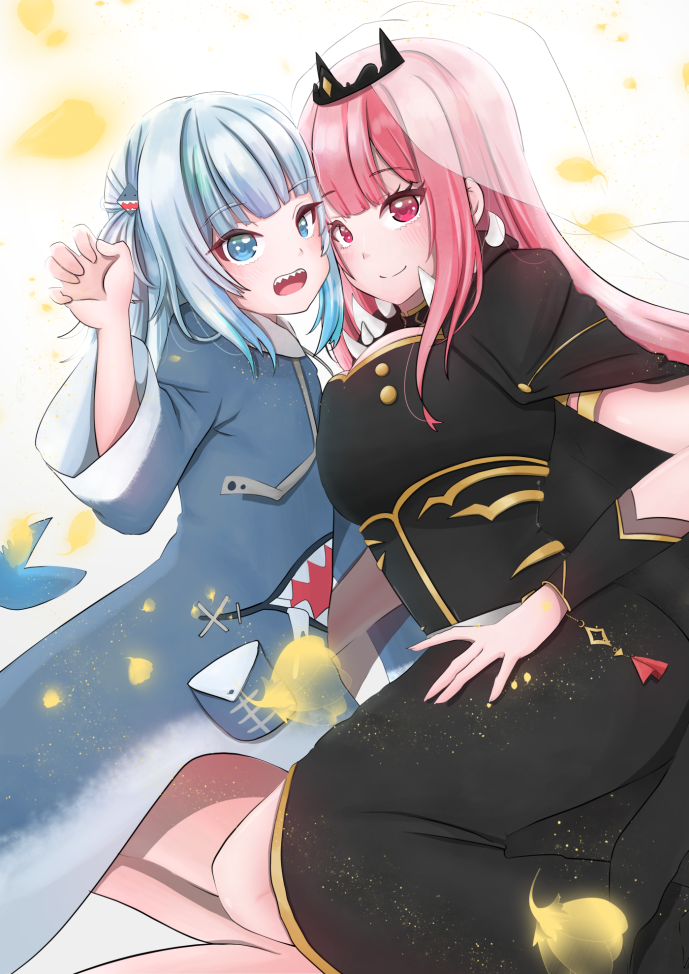 gawr gura and mori calliope (hololive and 1 more) drawn by aki_sakura