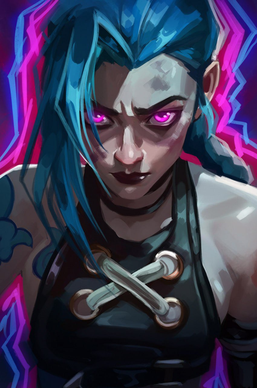 jinx and arcane jinx (league of legends and 1 more) drawn by useless_elf