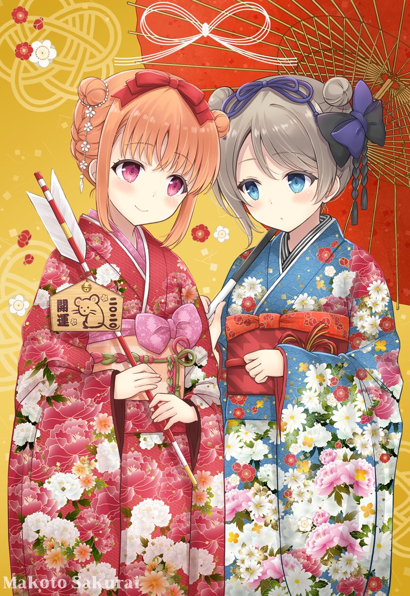 watanabe you and takami chika (love live! and 1 more) drawn by sakurai_makoto_(custom_size)