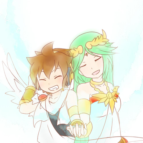 palutena and pit (kid icarus and 1 more) drawn by fluora