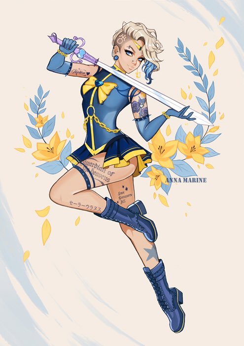 ten'ou haruka and sailor uranus (bishoujo senshi sailor moon) drawn by anna_marine