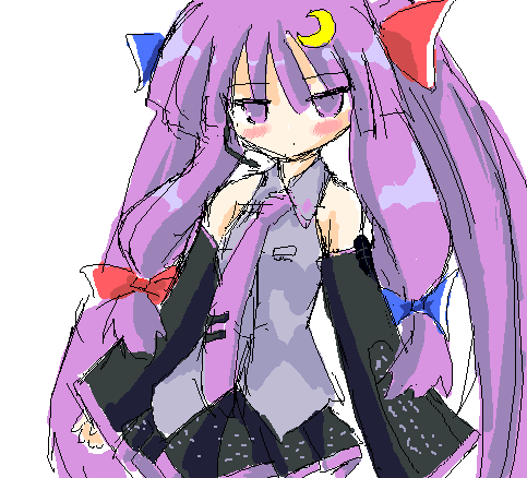 hatsune miku and patchouli knowledge (touhou and 1 more) drawn by sidorov