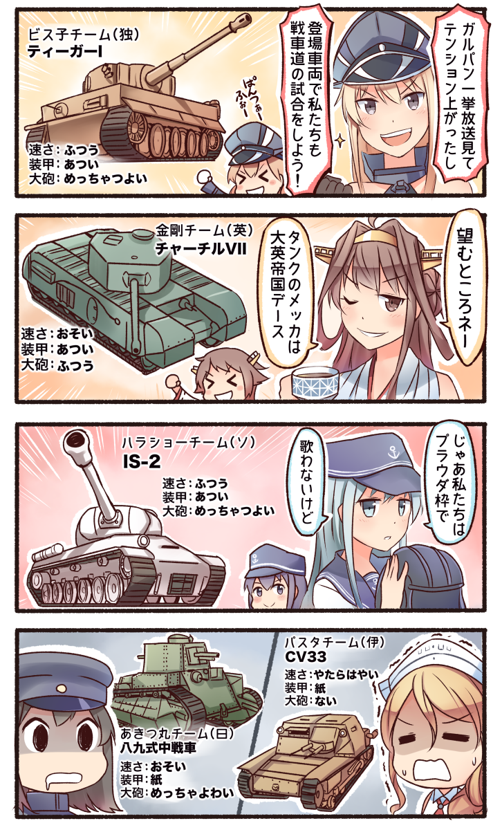 hibiki, kongou, akatsuki, prinz eugen, bismarck, and 6 more (kantai collection and 1 more) drawn by ido_(teketeke)