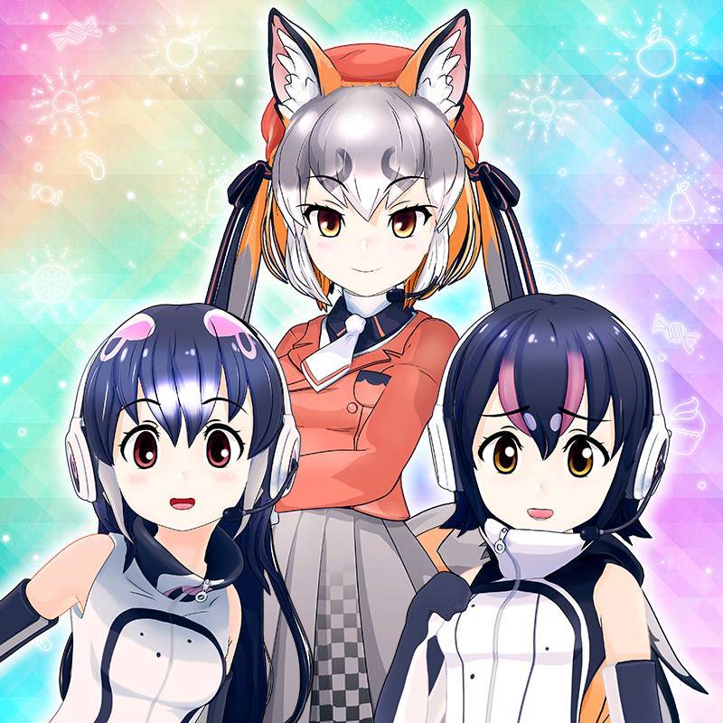 island fox, humboldt penguin, and african penguin (kemono friends and 1 more)