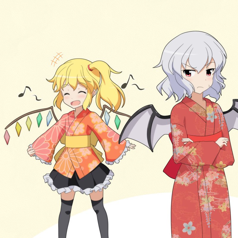 remilia scarlet and flandre scarlet (touhou) drawn by cato_(monocatienus)