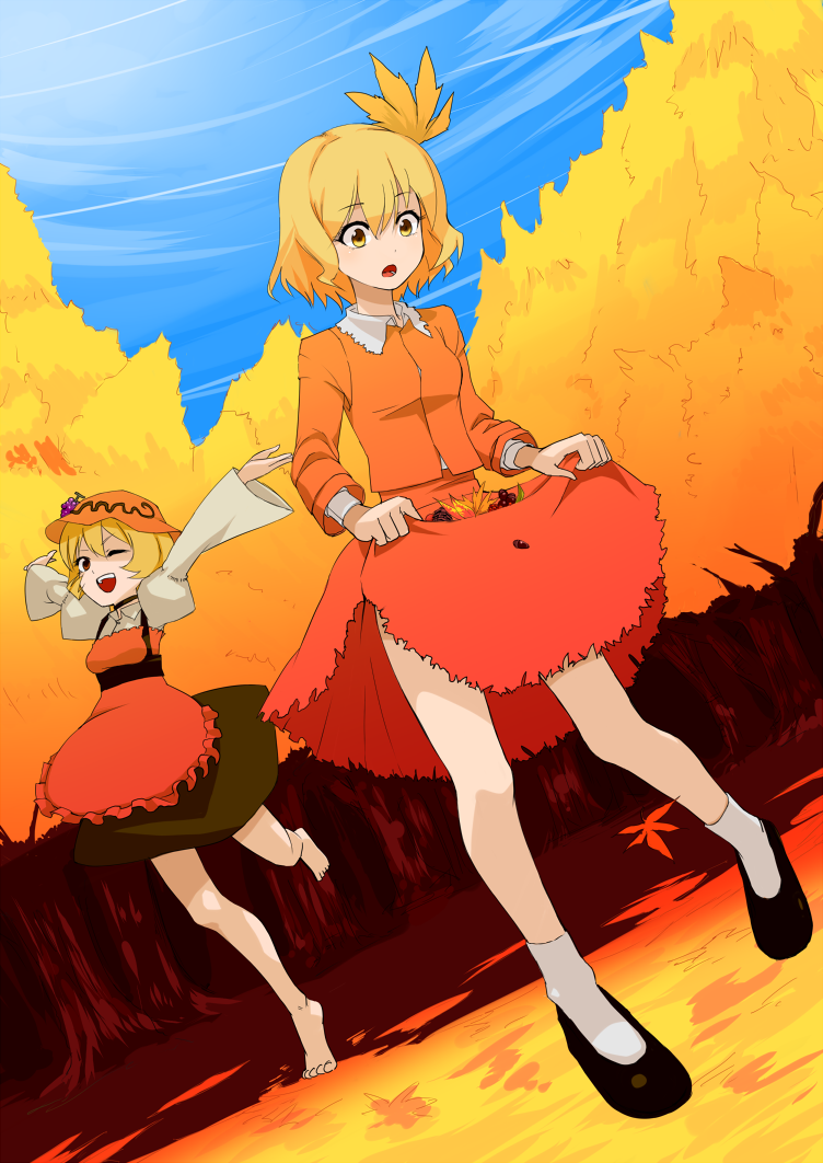 aki minoriko and aki shizuha (touhou) drawn by yokohachi