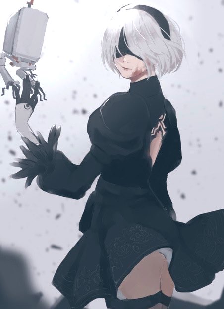 2b and pod (nier and 1 more) drawn by ichin0ki