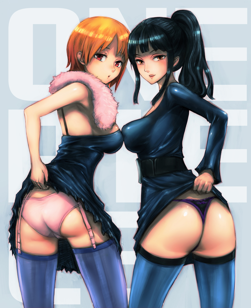 nami and nico robin (one piece and 1 more) drawn by boyaking