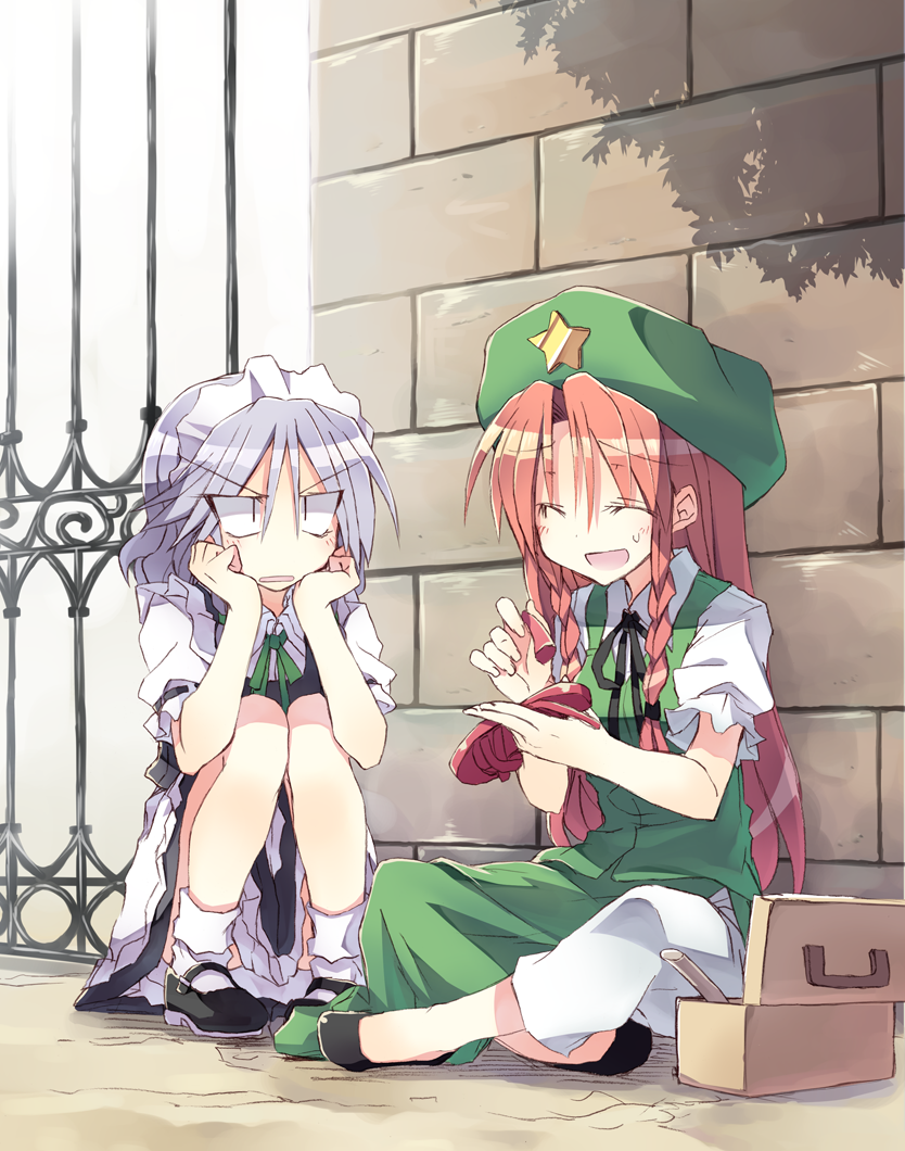 izayoi sakuya and hong meiling (touhou) drawn by satou_kibi