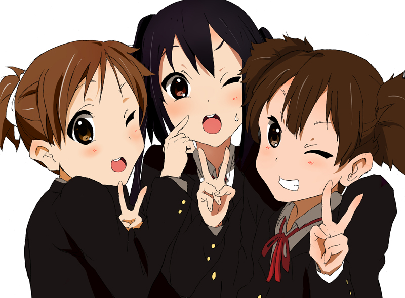 nakano azusa, hirasawa ui, and suzuki jun (k-on!) drawn by denchuu