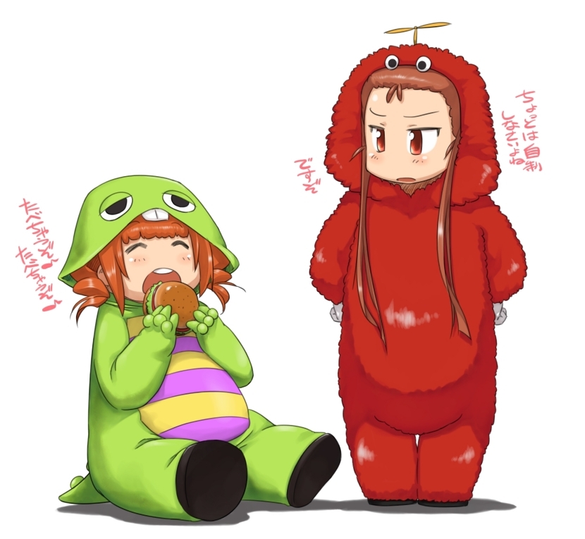 minase iori, takatsuki yayoi, gachapin, and mukku (idolmaster and 1 more) drawn by ttomm