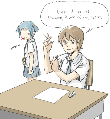 naganohara mio, aioi yuuko, and samidare george (nichijou and 1 more) drawn by gokotan
