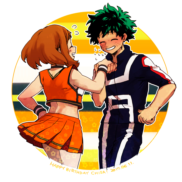 midoriya izuku and uraraka ochaco (boku no hero academia) drawn by hk_(nt)