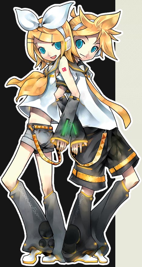kagamine rin, kagamine len, and shimoda asami (vocaloid) drawn by kei_(keigarou)