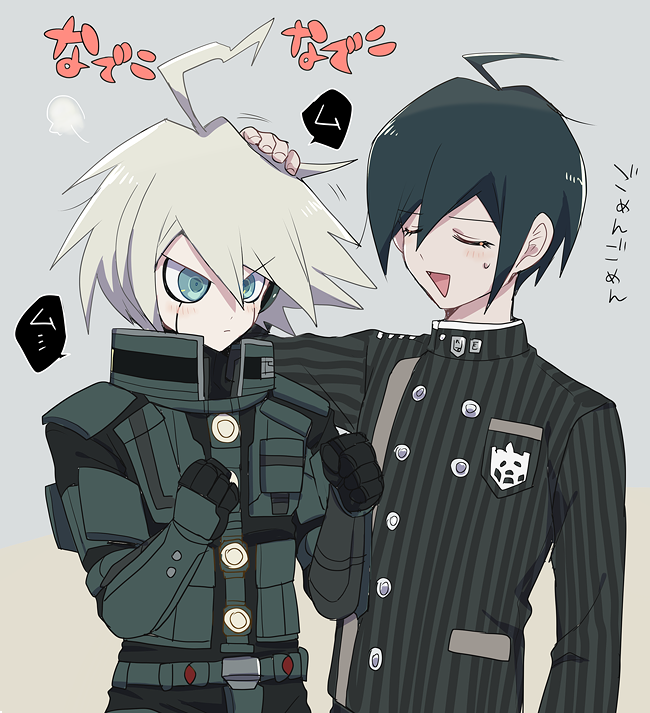 saihara shuichi and k1-b0 (danganronpa and 1 more) drawn by sumomoi_(dvcat)