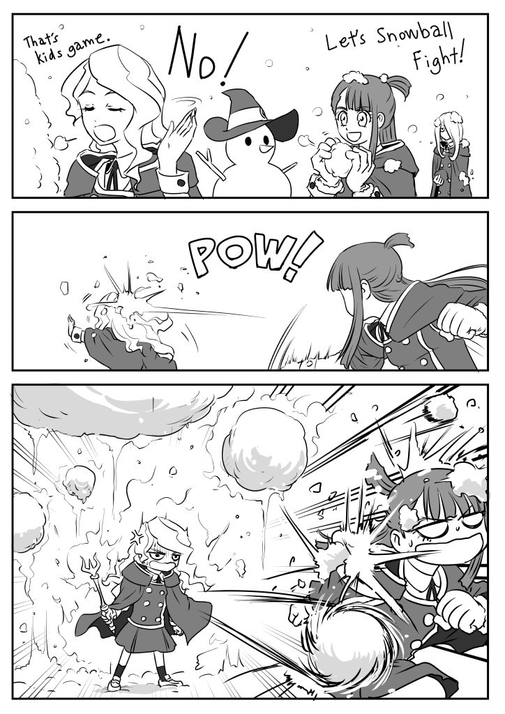 kagari atsuko, diana cavendish, and sucy manbavaran (little witch academia) drawn by tsukahara_ukyou
