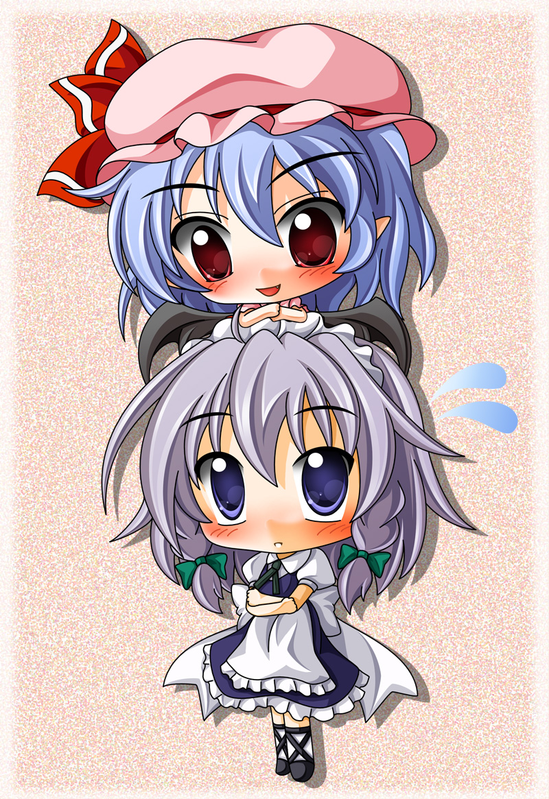 remilia scarlet and izayoi sakuya (touhou) drawn by shinjitsu