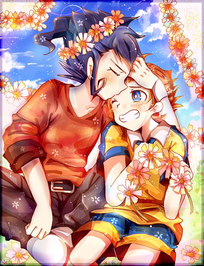 matsukaze tenma and tsurugi kyousuke (inazuma eleven and 1 more) drawn by hisate