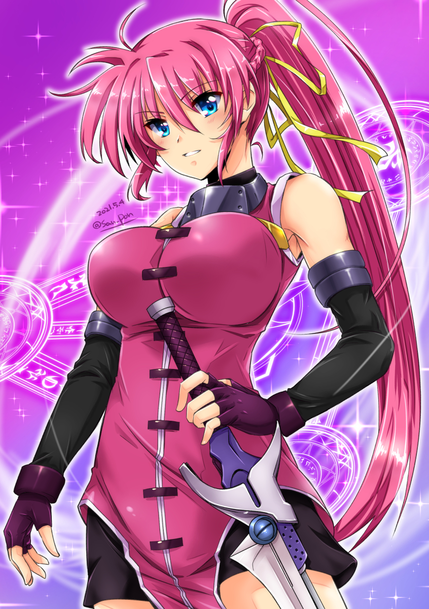 signum and laevatein (lyrical nanoha and 2 more) drawn by san-pon
