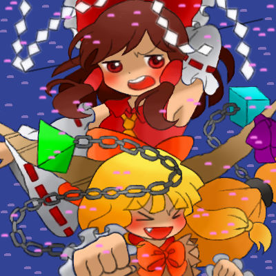 hakurei reimu and ibuki suika (touhou) drawn by mo-musu