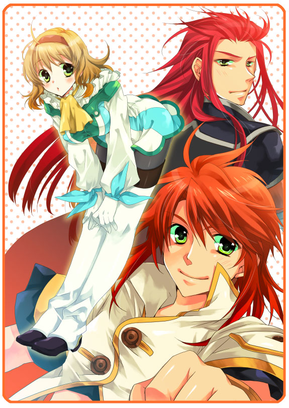 luke fon fabre, natalia luzu kimlasca lanvaldear, and asch (tales of and 1 more) drawn by shuragyoku_mami