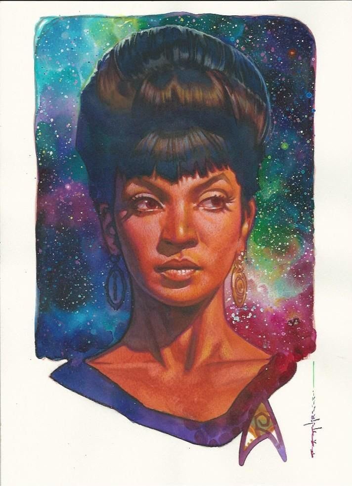 nyota uhura and nichelle nichols (star trek and 1 more) drawn by brian_stelfreeze