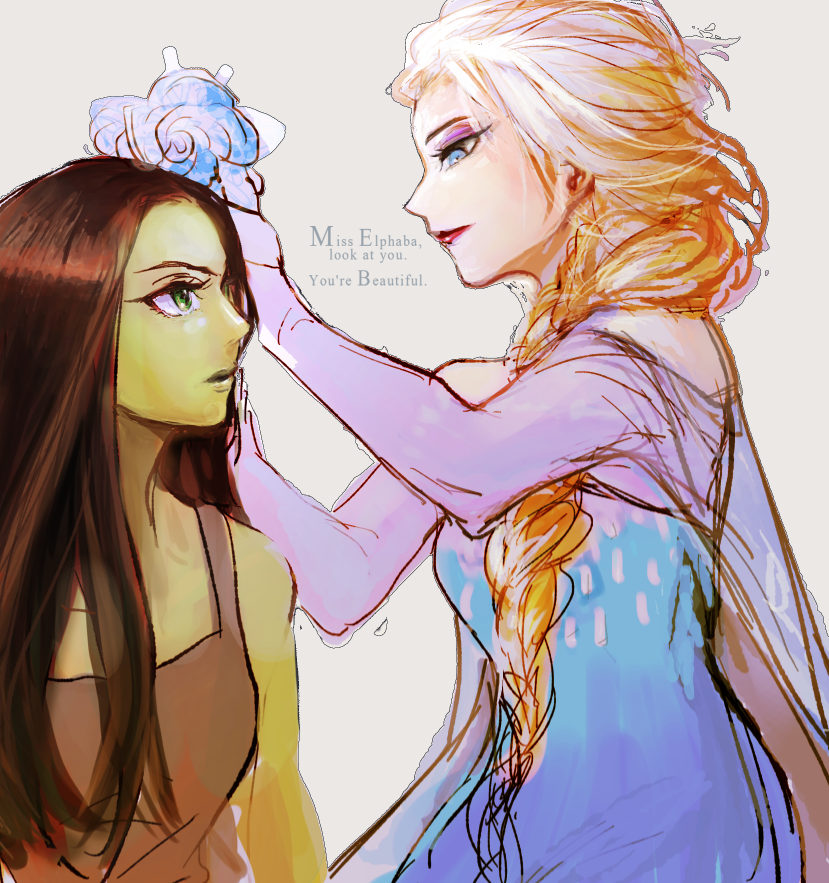elsa and elphaba thropp (frozen and 1 more) drawn by namoon