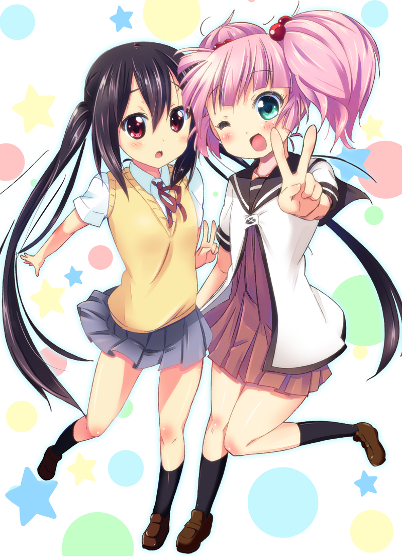 nakano azusa and yoshikawa chinatsu (k-on! and 1 more) drawn by kurou_(quadruple_zero)