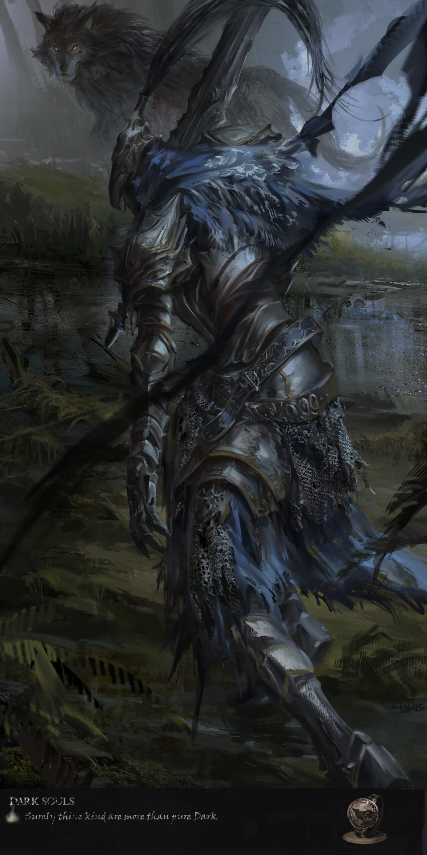 artorias the abysswalker and great grey wolf sif (dark souls and 1 more) drawn by stu_dts