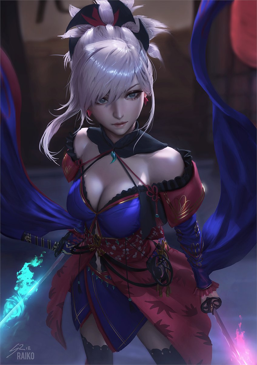 miyamoto musashi (fate and 1 more) drawn by raikoart