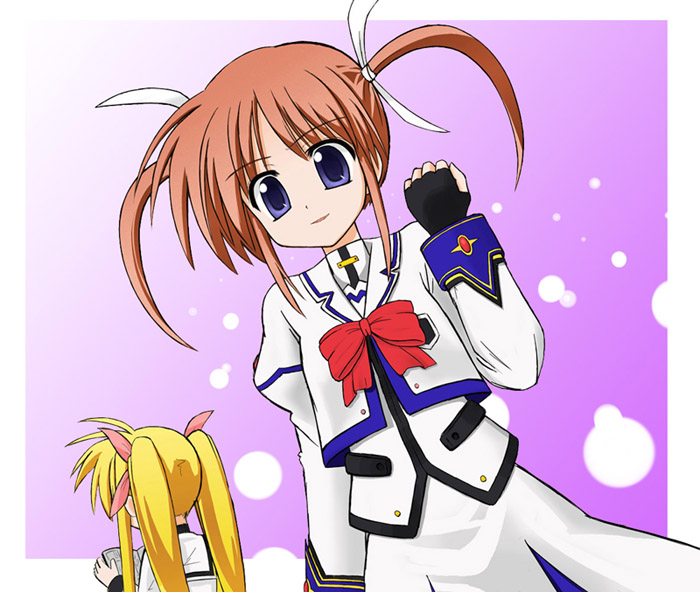 fate testarossa and takamachi nanoha (lyrical nanoha and 2 more) drawn by mugityax