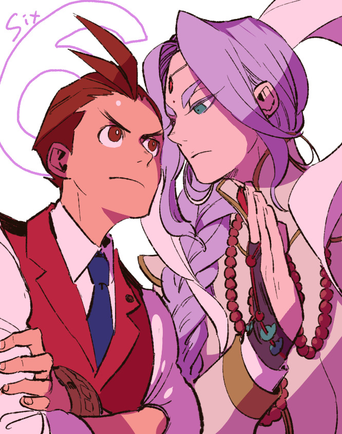 apollo justice and nahyuta sahdmadhi (ace attorney and 1 more) drawn by shino_(shino_dgs)