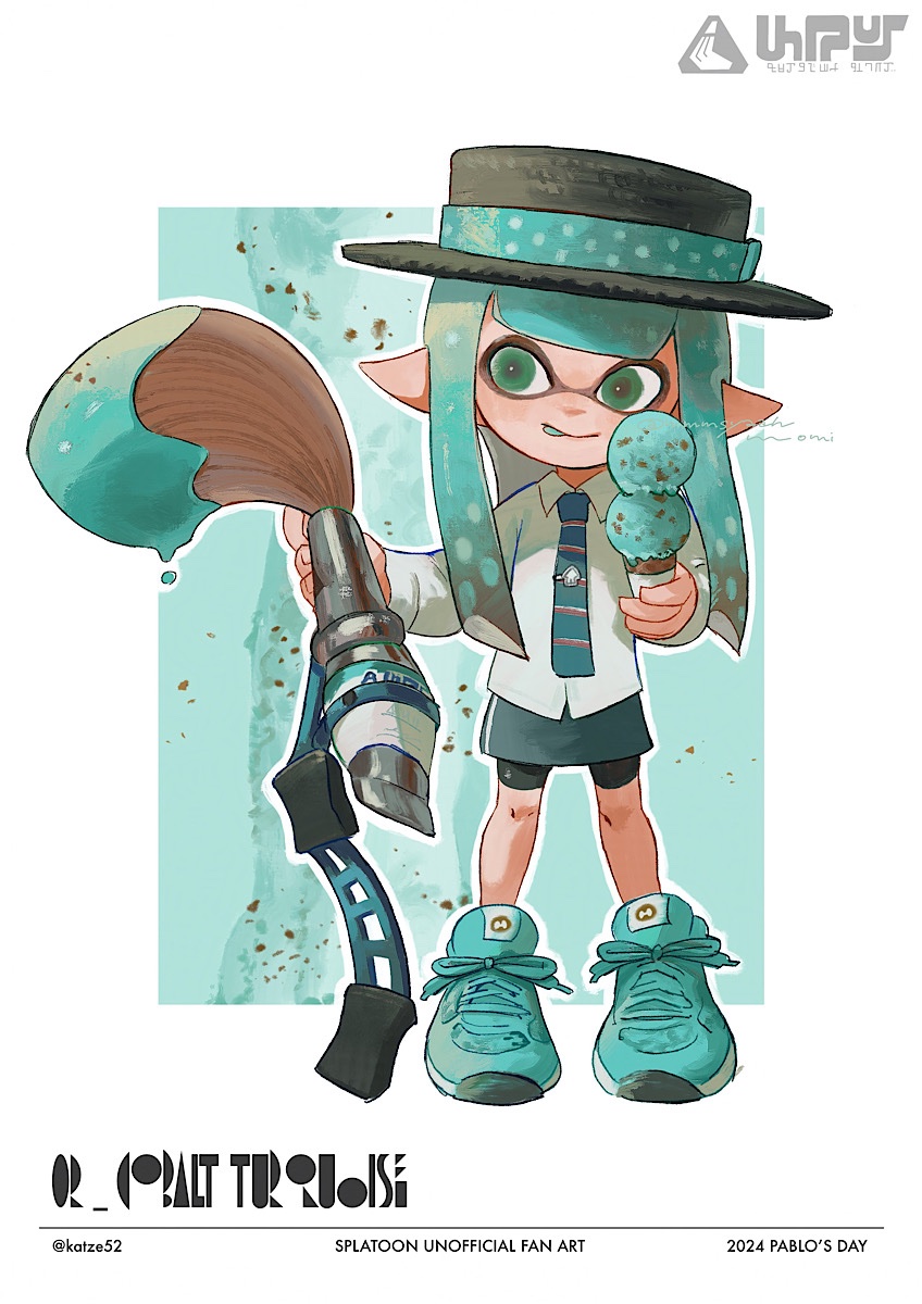 inkling player character and inkling girl (splatoon) drawn by totocosakana