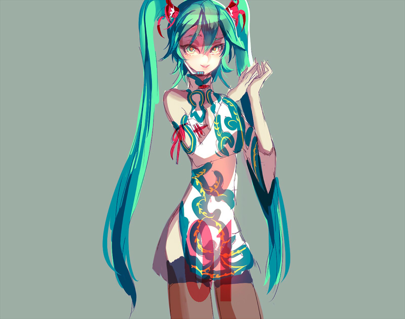 hatsune miku (vocaloid and 3 more) drawn by dugong_(jinjuok0909)