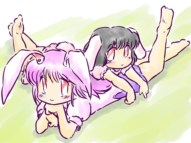 reisen udongein inaba and inaba tewi (touhou) drawn by mikashimo