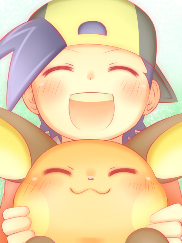 ethan and raichu (pokemon and 1 more) drawn by cafe_(chuu_no_ouchi)