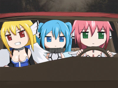 ikaros, nymph, and astraea (sora no otoshimono and 1 more) drawn by okayama_shinako