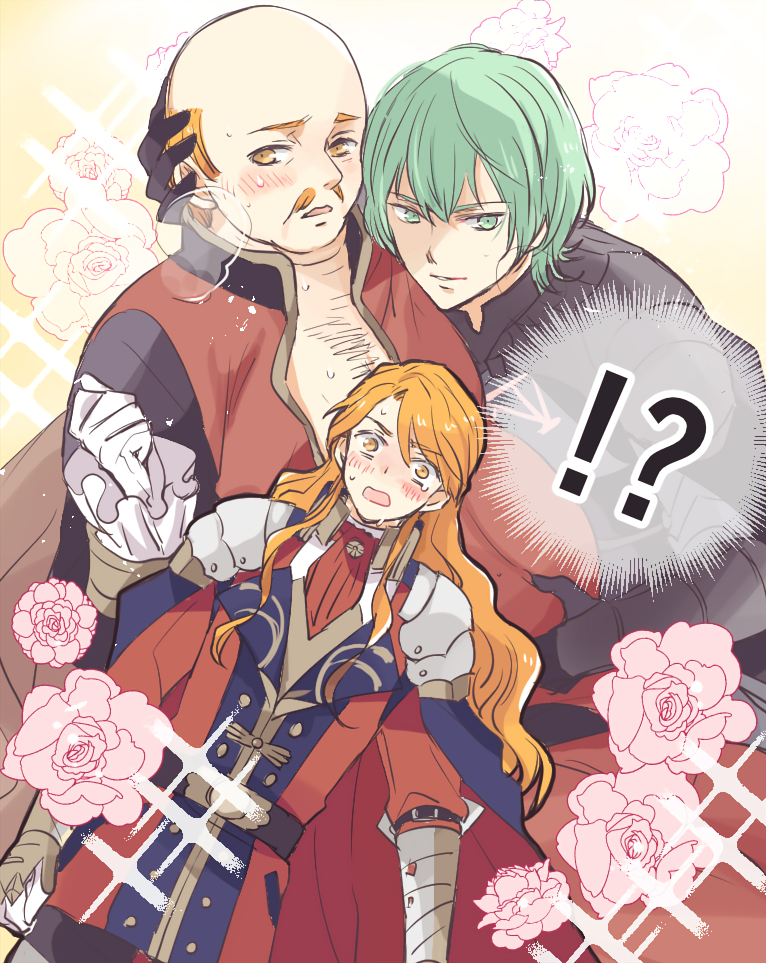 male byleth, ferdinand von aegir, and ludwig von aegir (fire emblem) drawn by tenjin_(ahan)
