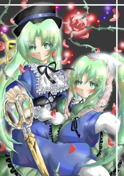 sonozaki mion, suiseiseki, souseiseki, and sonozaki shion (higurashi no naku koro ni and 1 more) drawn by aquamarine